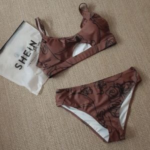 NWOT SHEIN Brown/Black 2 Piece Swimwear